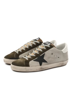Мужские комбинированные кеды superstar GOLDEN GOOSE DELUXE BRAND хаки цвета по цене 33100 руб., арт. GMF00101.F000370 | Фото 1 Мужские комбинированные кеды superstar GOLDEN GOOSE DELUXE BRAND хаки цвета, арт. GMF00101.F000370 | Фото 1
