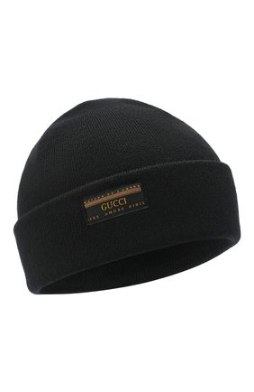 Мужская шерстяная шапка GUCCI черного цвета, арт. 612118/4G332 | Фото 1 (Материал: Текстиль, Шерсть; Кросс-КТ: Трикотаж)