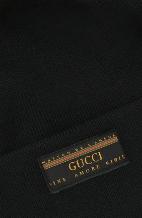 Мужская шерстяная шапка GUCCI черного цвета по цене 29800 руб., арт. 612118/4G332 | Фото 3 Мужская шерстяная шапка GUCCI черного цвета, арт. 612118/4G332 | Фото 3 (Материал: Текстиль, Шерсть; Кросс-КТ: Трикотаж)