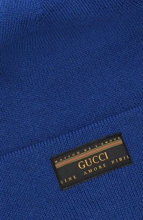 Мужская шерстяная шапка GUCCI синего цвета по цене 22000 руб., арт. 612118/4G332 | Фото 3 Мужская шерстяная шапка GUCCI синего цвета, арт. 612118/4G332 | Фото 3