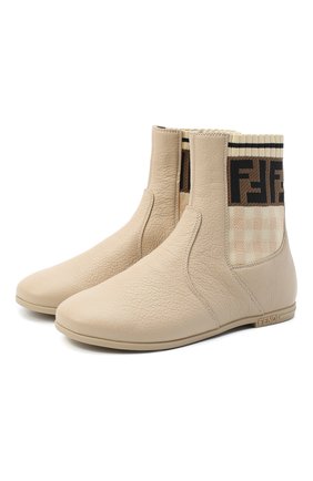 Детские кожаные челси FENDI бежевого цвета по цене 44150 руб., арт. JFR317/AD7A/32-39 | Фото 1 Детские кожаные челси FENDI бежевого цвета, арт. JFR317/AD7A/32-39 | Фото 1