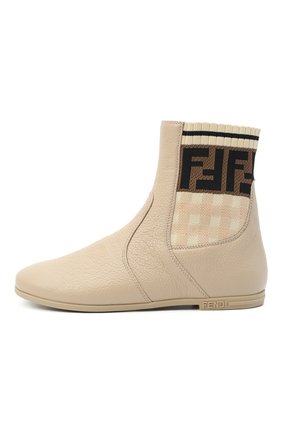 Детские кожаные челси FENDI бежевого цвета по цене 44150 руб., арт. JFR317/AD7A/32-39 | Фото 2 Детские кожаные челси FENDI бежевого цвета, арт. JFR317/AD7A/32-39 | Фото 2