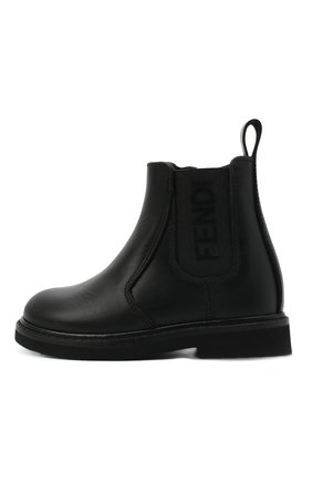 Детские кожаные ботинки FENDI черного цвета, арт. JMR343/AC7J/20-26 | Фото 2 (Материал внутренний: Натуральная кожа; Материал внешний: Кожа; Длина стельки: 14,7, 17, 15,3, 18,5)