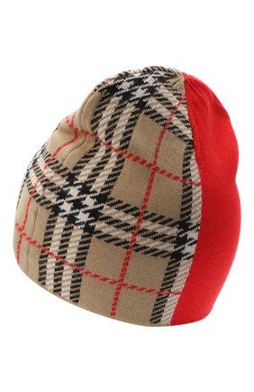 Детского шерстяная шапка BURBERRY красного цвета, арт. 8034337 | Фото 2 (Материал: Шерсть, Текстиль)