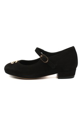 Детские замшевые туфли DOLCE & GABBANA черного цвета, арт. D10537/AC370/24-28 | Фото 2 (Материал внутренний: Натуральная кожа; Материал внешний: Кожа)