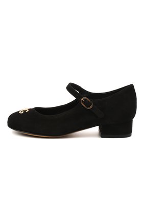 Детские замшевые туфли DOLCE & GABBANA черного цвета, арт. D10537/AC370/29-36 | Фото 2 (Материал внутренний: Натуральная кожа; Материал внешний: Кожа)