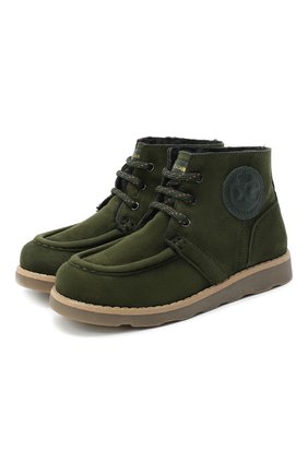 Детские замшевые ботинки DOLCE & GABBANA зеленого цвета, арт. DA0953/A1275/29-36 | Фото 1 (Материал утеплителя: Натуральный мех; Материал внешний: Кожа; Региональные ограничения белый список (Axapta Mercury): RU)