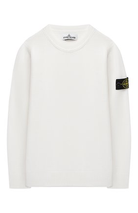 Детский шерстяной пуловер STONE ISLAND белого цвета по цене 12300 руб., арт. 7316501A4/10-12 | Фото 1 Детский шерстяной пуловер STONE ISLAND белого цвета, арт. 7316501A4/10-12 | Фото 1