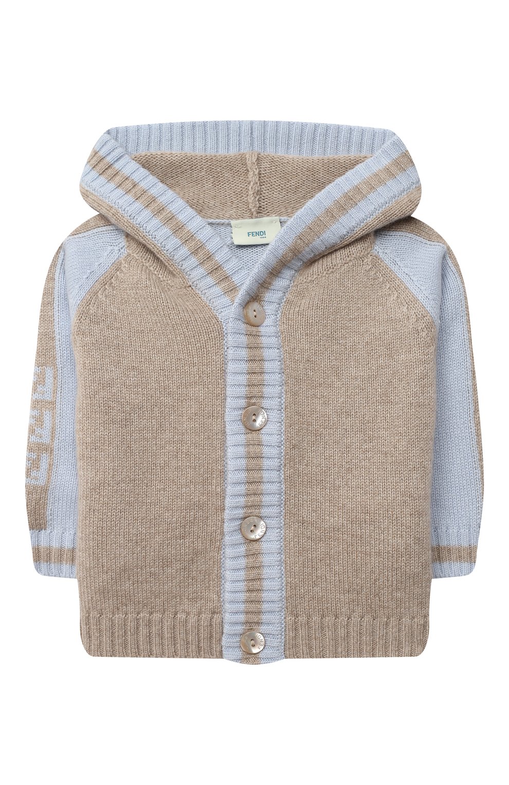 Детский кашемировый кардиган FENDI голубого цвета, арт. BUG047/A8LH/3M-9M | Фото 1