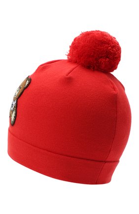 Детского хлопковая шапка MOSCHINO красного цвета, арт. HUX014/LHE03 | Фото 2 (Материал: Текстиль, Хлопок; Региональные ограничения белый список (Axapta Mercury): RU)