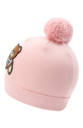 Детского хлопковая шапка MOSCHINO розового цвета, арт. HUX014/LHE03 | Фото 2 (Материал: Текстиль, Хлопок; Региональные ограничения белый список (Axapta Mercury): RU)