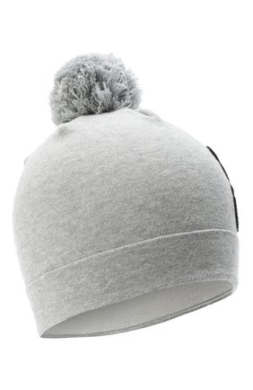 Детского хлопковая шапка MOSCHINO серого цвета, арт. HUX014/LHE03 | Фото 1 (Материал: Хлопок, Текстиль; Региональные ограничения белый список (Axapta Mercury): RU)
