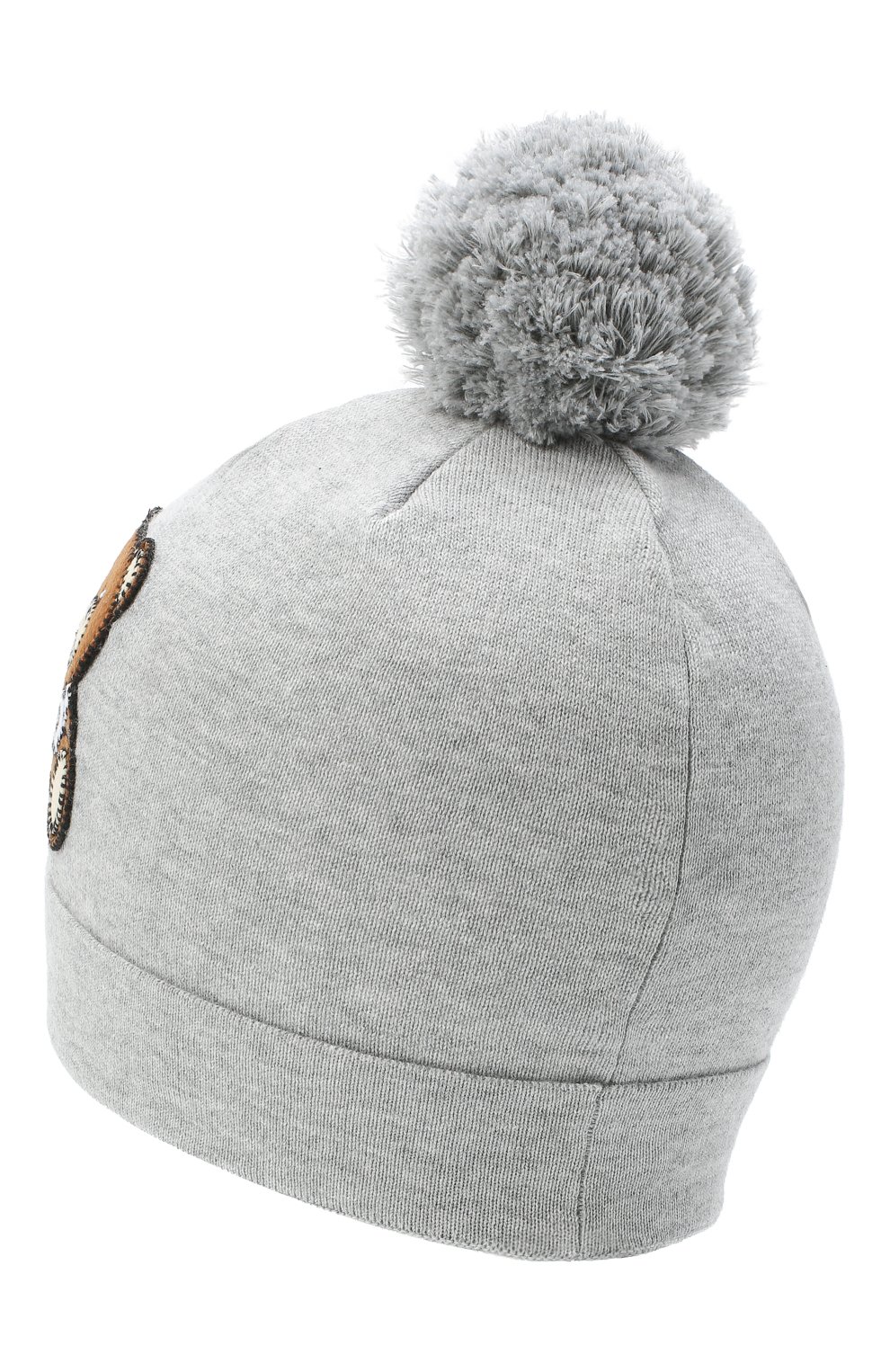 Детского хлопковая шапка MOSCHINO серого цвета, арт. HUX014/LHE03 | Фото 2 (Материал: Текстиль, Хлопок; Региональные ограничения белый список (Axapta Mercury): RU)
