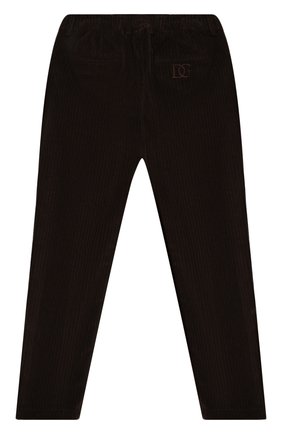 Детские хлопковые брюки DOLCE & GABBANA темно-коричневого цвета по цене 23750 руб., арт. L43P32/G7XJW/8-14 | Фото 2 Детские хлопковые брюки DOLCE & GABBANA темно-коричневого цвета, арт. L43P32/G7XJW/8-14 | Фото 2