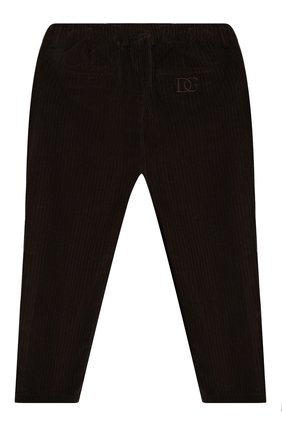 Детские хлопковые брюки DOLCE & GABBANA темно-коричневого цвета по цене 21150 руб., арт. L43P32/G7XJW/2-6 | Фото 2 Детские хлопковые брюки DOLCE & GABBANA темно-коричневого цвета, арт. L43P32/G7XJW/2-6 | Фото 2