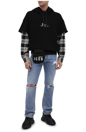 Мужская текстильная поясная сумка DSQUARED2 черно-белого цвета по цене 16450 руб., арт. BBM0019 11703199 | Фото 2 Мужская текстильная поясная сумка DSQUARED2 черно-белого цвета, арт. BBM0019 11703199 | Фото 2