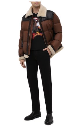 Мужская комбинированная куртка NEIL BARRETT коричневого цвета, арт. BSP529C/P183C | Фото 2 (Материал подклада: Вискоза; Рукава: Длинные; Длина (верхняя одежда): Короткие; Материал внешний: Синтетический материал; Мужское Кросс-КТ: Верхняя одежда, Кожа и замша, утепленные куртки; Стили: Кэжуэл, Гранж; Кросс-КТ: Куртка)