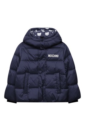 Детского пуховая куртка MOSCHINO синего цвета по цене 37800 руб., арт. HUS02L/L3A22/4A-8A | Фото 1 Детского пуховая куртка MOSCHINO синего цвета, арт. HUS02L/L3A22/4A-8A | Фото 1