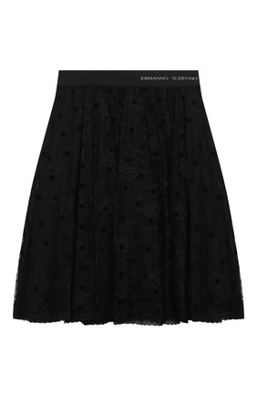 Детская юбка ERMANNO SCERVINO черного цвета по цене 22250 руб., арт. 47I GN04 PIZ/4-8 | Фото 1 Детская юбка ERMANNO SCERVINO черного цвета, арт. 47I GN04 PIZ/4-8 | Фото 1