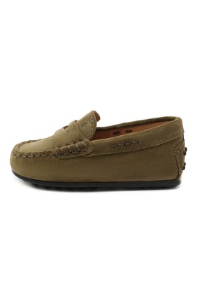 Детские замшевые мокасины TOD’S хаки цвета по цене 17600 руб., арт. UXT0LR00010RE0 | Фото 2 Детские замшевые мокасины TOD’S хаки цвета, арт. UXT0LR00010RE0 | Фото 2