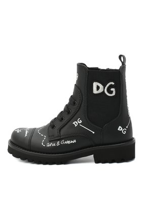 Детские кожаные ботинки DOLCE & GABBANA черного цвета по цене 31450 руб., арт. D10983/AH813/24-28 | Фото 2 Детские кожаные ботинки DOLCE & GABBANA черного цвета, арт. D10983/AH813/24-28 | Фото 2