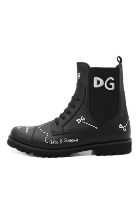 Детские кожаные ботинки DOLCE & GABBANA черного цвета по цене 36650 руб., арт. D10983/AH813/37-39 | Фото 2 Детские кожаные ботинки DOLCE & GABBANA черного цвета, арт. D10983/AH813/37-39 | Фото 2