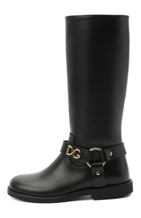 Детские кожаные сапоги DOLCE & GABBANA черного цвета по цене 44500 руб., арт. D10986/AW998/29-36 | Фото 2 Детские кожаные сапоги DOLCE & GABBANA черного цвета, арт. D10986/AW998/29-36 | Фото 2