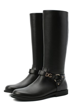 Детские кожаные сапоги DOLCE & GABBANA черного цвета по цене 49050 руб., арт. D10986/AW998/37-39 | Фото 1 Детские кожаные сапоги DOLCE & GABBANA черного цвета, арт. D10986/AW998/37-39 | Фото 1