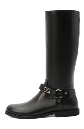 Детские кожаные сапоги DOLCE & GABBANA черного цвета по цене 49050 руб., арт. D10986/AW998/37-39 | Фото 2 Детские кожаные сапоги DOLCE & GABBANA черного цвета, арт. D10986/AW998/37-39 | Фото 2