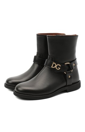 Детские кожаные ботинки DOLCE & GABBANA черного цвета по цене 35650 руб., арт. D10987/AW998/29-36 | Фото 1 Детские кожаные ботинки DOLCE & GABBANA черного цвета, арт. D10987/AW998/29-36 | Фото 1