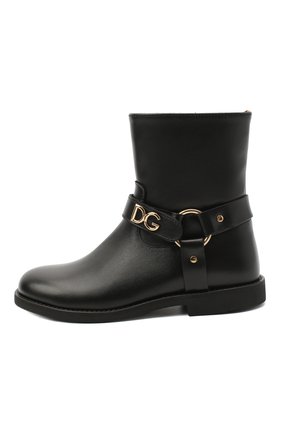 Детские кожаные ботинки DOLCE & GABBANA черного цвета по цене 35650 руб., арт. D10987/AW998/29-36 | Фото 2 Детские кожаные ботинки DOLCE & GABBANA черного цвета, арт. D10987/AW998/29-36 | Фото 2