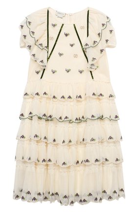 Детское хлопковое платье GUCCI белого цвета по цене 163400 руб., арт. 621091/ZAE5I | Фото 1 Детское хлопковое платье GUCCI белого цвета, арт. 621091/ZAE5I | Фото 1