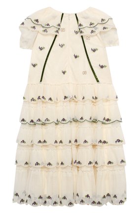 Детское хлопковое платье GUCCI белого цвета по цене 163400 руб., арт. 621091/ZAE5I | Фото 2 Детское хлопковое платье GUCCI белого цвета, арт. 621091/ZAE5I | Фото 2