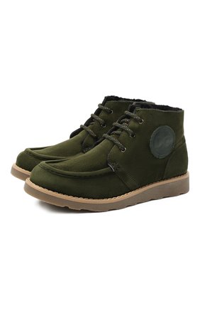 Детские замшевые ботинки DOLCE & GABBANA зеленого цвета, арт. DA0953/A1275/37-39 | Фото 1 (Материал утеплителя: Натуральный мех; Материал внешний: Кожа; Региональные ограничения белый список (Axapta Mercury): RU)