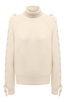Женский шерстяной свитер JW ANDERSON светло-бежевого цвета по цене 69950 руб., арт. KW0361 YN0056 | Фото 1 Женский шерстяной свитер JW ANDERSON светло-бежевого цвета, арт. KW0361 YN0056 | Фото 1