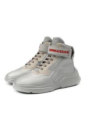 Женские кроссовки PRADA серебряного цвета по цене 76000 руб., арт. 3T6443-HEC-F0518-010 | Фото 1 Женские кроссовки PRADA серебряного цвета, арт. 3T6443-HEC-F0518-010 | Фото 1