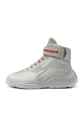 Женские кроссовки PRADA серебряного цвета по цене 76000 руб., арт. 3T6443-HEC-F0518-010 | Фото 2 Женские кроссовки PRADA серебряного цвета, арт. 3T6443-HEC-F0518-010 | Фото 2