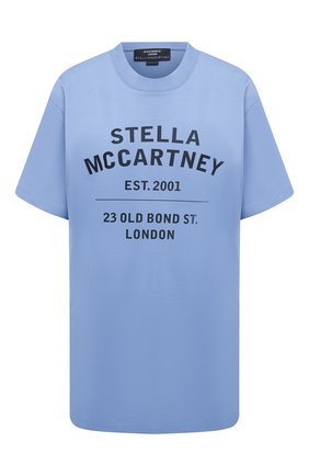Женская хлопковая футболка STELLA MCCARTNEY голубого цвета по цене 23450 руб., арт. 601849/SMP86 | Фото 1 Женская хлопковая футболка STELLA MCCARTNEY голубого цвета, арт. 601849/SMP86 | Фото 1