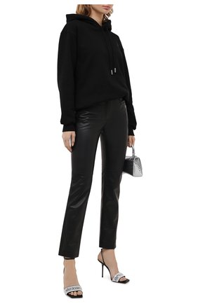 Женские кожаные брюки OFF-WHITE черного цвета по цене 141000 руб., арт. 0WJB011E20LEA0011000 | Фото 2 Женские кожаные брюки OFF-WHITE черного цвета, арт. 0WJB011E20LEA0011000 | Фото 2