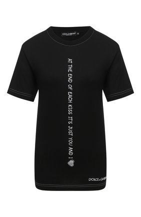 Женская хлопковая футболка DOLCE & GABBANA черного цвета по цене 44850 руб., арт. F8M66Z/G7XCB | Фото 1 Женская хлопковая футболка DOLCE & GABBANA черного цвета, арт. F8M66Z/G7XCB | Фото 1