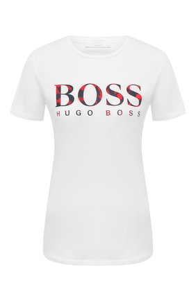 Женская хлопковая футболка BOSS белого цвета по цене 5500 руб., арт. 50440138 | Фото 1 Женская хлопковая футболка BOSS белого цвета, арт. 50440138 | Фото 1