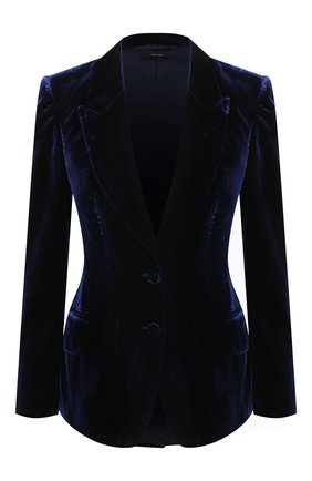 Женский жакет TOM FORD темно-синего цвета по цене 261500 руб., арт. GI2756-FAX103 | Фото 1 Женский жакет TOM FORD темно-синего цвета, арт. GI2756-FAX103 | Фото 1 (Материал внешний: Вискоза, Купро; Длина (для топов): Стандартные; Материал подклада: Вискоза; Рукава: Длинные; Случай: Вечерний; Стили: Гламурный; 1-2-бортные: Однобортные; Женское Кросс-КТ: Жакет-одежда)