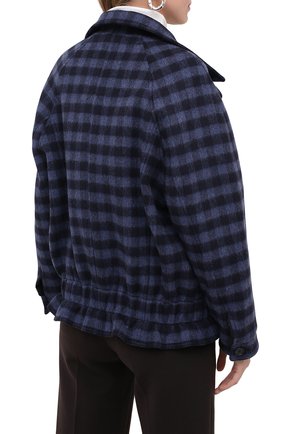 Женская шерстяная куртка KENZO синего цвета, арт. FA62MA0389CA | Фото 4 (Кросс-КТ: Куртка; Материал внешний: Шерсть; Рукава: Длинные; Стили: Гранж; Материал подклада: Синтетический материал; Длина (верхняя одежда): Короткие)