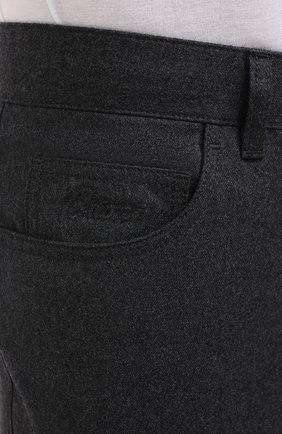 Мужские шерстяные брюки BRIONI темно-серого цвета, арт. SPNK0L/09AK9/STELVI0 | Фото 5 (Материал внешний: Шерсть; Длина (брюки, джинсы): Стандартные; Случай: Повседневный; Стили: Кэжуэл)