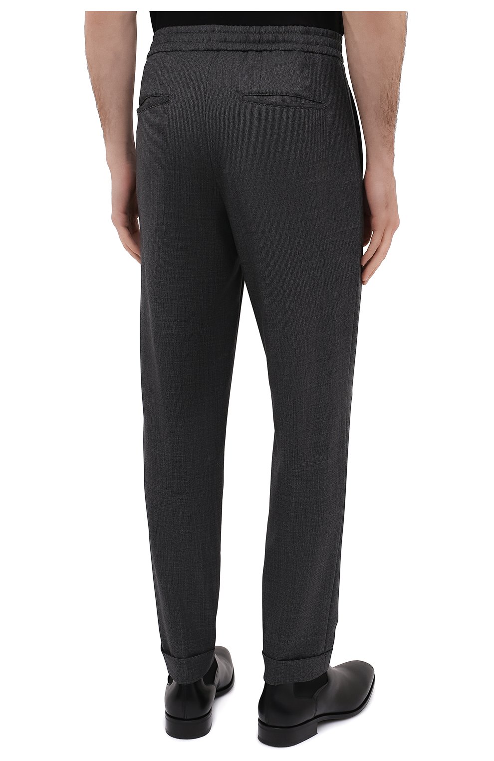 Мужские шерстяные брюки MARCO PESCAROLO темно-серого цвета, арт. CHIAIA/4231 | Фото 4 (Материал внешний: Шерсть; Длина (брюки, джинсы): Стандартные; Стили: Классический; Случай: Формальный)