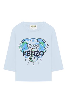 Детский хлопковый лонгслив KENZO голубого цвета по цене 4420 руб., арт. KR10527 | Фото 1 Детский хлопковый лонгслив KENZO голубого цвета, арт. KR10527 | Фото 1