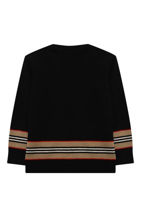 Детский шерстяной пуловер BURBERRY черного цвета по цене 21300 руб., арт. 8032519 | Фото 2 Детский шерстяной пуловер BURBERRY черного цвета, арт. 8032519 | Фото 2 (Рукава: Длинные; Материал внешний: Шерсть; Ростовка одежда: 12 мес | 80 см, 18 мес | 86 см, 24 мес | 92 см)