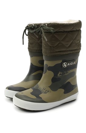 Детские резиновые сапоги AIGLE хаки цвета по цене 4690 руб., арт. 250862/GIB0ULEE PRINT | Фото 1 Детские резиновые сапоги AIGLE хаки цвета, арт. 250862/GIB0ULEE PRINT | Фото 1