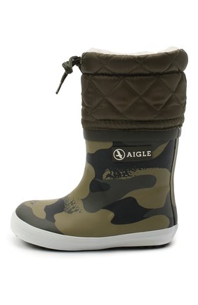Детские резиновые сапоги AIGLE хаки цвета по цене 4690 руб., арт. 250862/GIB0ULEE PRINT | Фото 2 Детские резиновые сапоги AIGLE хаки цвета, арт. 250862/GIB0ULEE PRINT | Фото 2