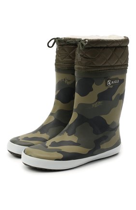 Детские резиновые сапоги AIGLE хаки цвета по цене 4995 руб., арт. 250864/GIB0ULEE PRINT | Фото 1 Детские резиновые сапоги AIGLE хаки цвета, арт. 250864/GIB0ULEE PRINT | Фото 1